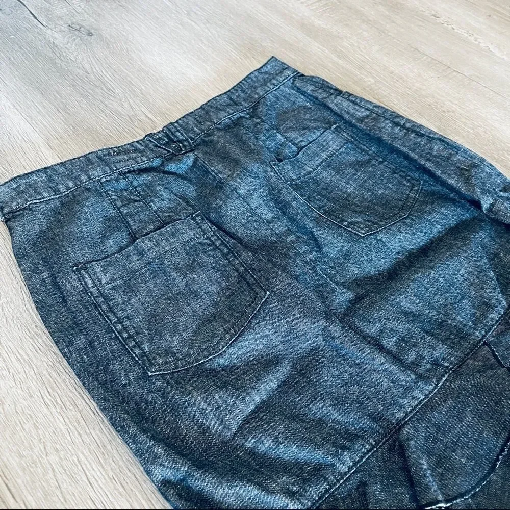 Anthropologie Ruffled Denim Pencil Skirt
